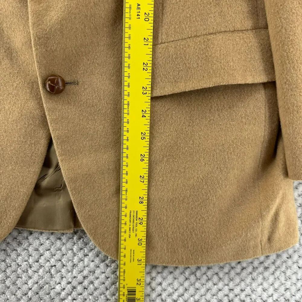 VTG Bill Blass Blazer Men 42 100% Camel Hair Khaki Coat Jackets Lined 2 Button